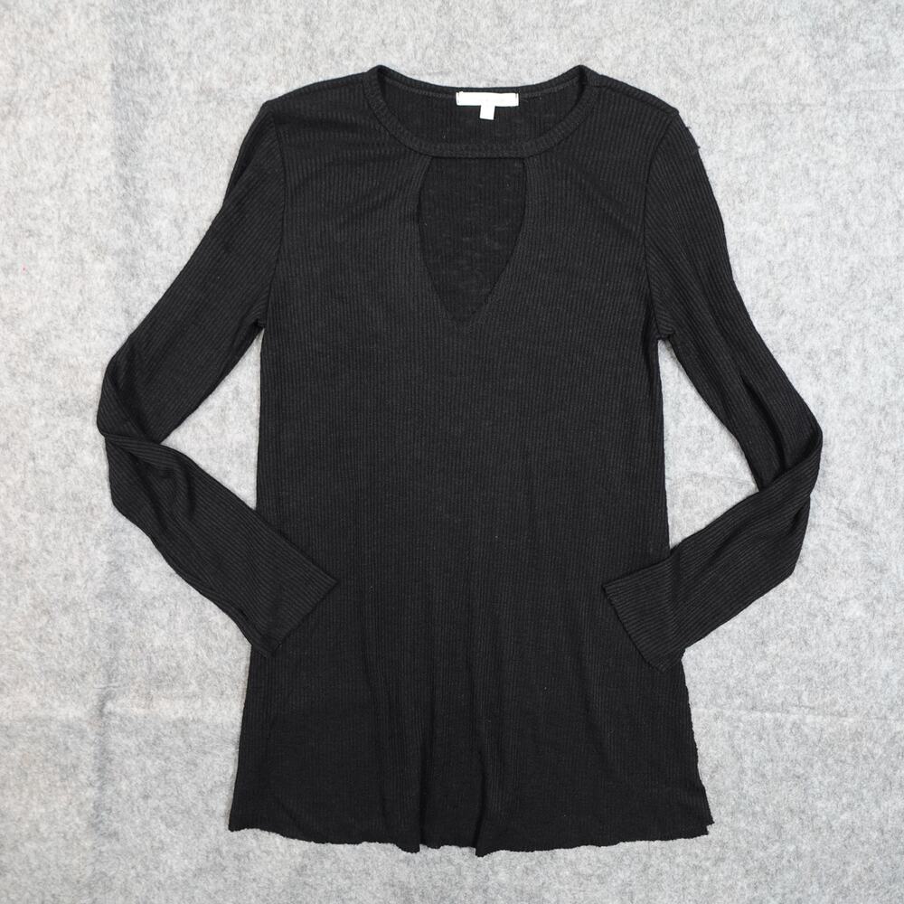 Pure Good Sweater Womens‎ Extra Small Knit Ribbed Keyhole Neckline Tunic Black